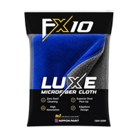 Nippon Paint FX10 Luxe Microfiber Cloth | 1200 GSM - Bike, Car, Home & Kitchen Use | Grey & Blue Edgeless Design With Plush Pile, Lint Free Cloth For Drying & Detailing