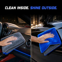Nippon Paint FX10 Luxe Microfiber Cloth | 1200 GSM - Bike, Car, Home & Kitchen Use | Grey & Blue Edgeless Design With Plush Pile, Lint Free Cloth For Drying & Detailing